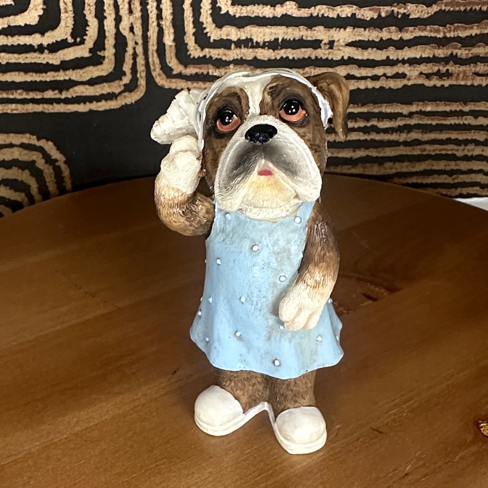 Charming Dog Figurine in Blue Dress